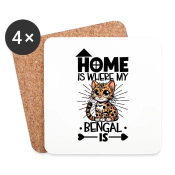 Zuhause - Bengal - Untersetzer (4er-Set) - Weiß - Vorne