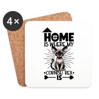 Accueil - Cornish Rex - Dessous de verre (lot de 4) - blanc - Devant