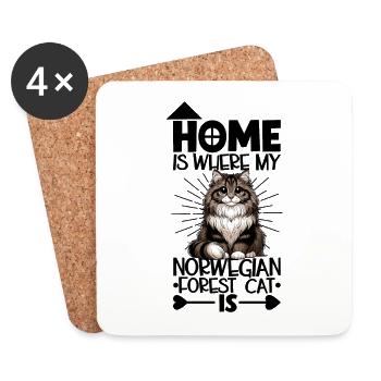 Accueil - Chat des forêts norvégiennes - Dessous de verre (lot de 4) - blanc - Devant