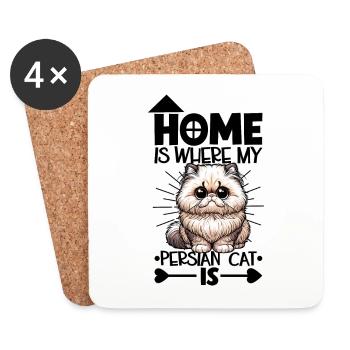 Accueil - Chat persan - Dessous de verre (lot de 4) - blanc - Devant