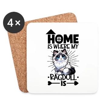 Zuhause - Ragdoll - Untersetzer (4er-Set) - Weiß - Vorne