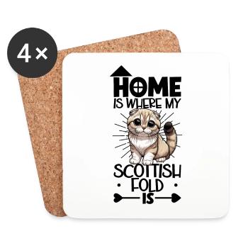 Home - Scottish Fold-eared Cat - Coasters (set of 4) - white - Front