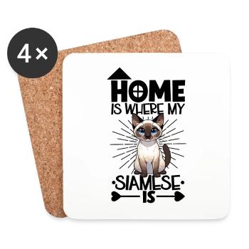 Zuhause - Siamkatze - Untersetzer (4er-Set) - Weiß - Vorne