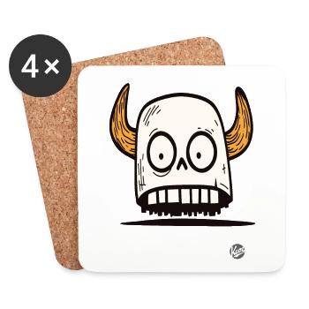 Vikinger Totenkopf mit Hörnern - Untersetzer (4er-Set) - Weiß - Vorne