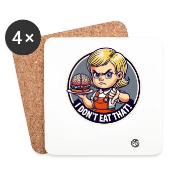 Girl With Brain Burger, I Don't Eat This - Coasters (set of 4) - white - Front