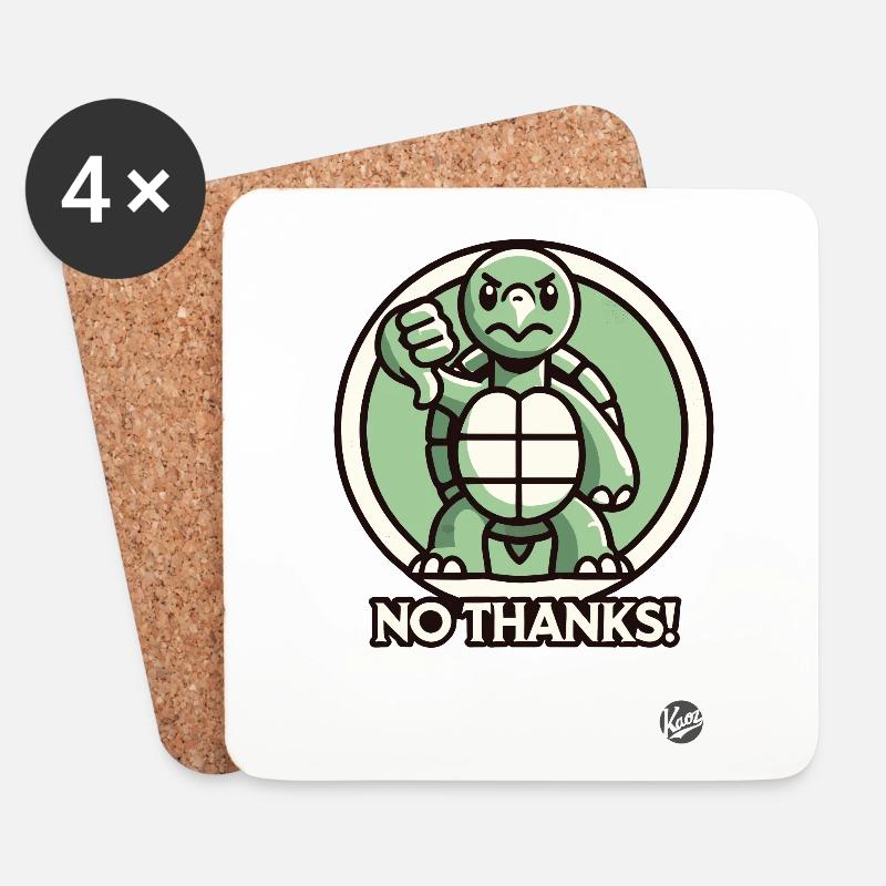 Wütende Schildkröte - Daumen runter, Nein Danke! - Untersetzer (4er-Set) - Weiß