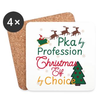 PKA Weihnachten Xmas Elf - Untersetzer (4er-Set) - Weiß - Vorne