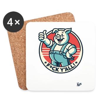 You can all me! - Thumbs Up Pig - Coasters (set of 4) - white - Front
