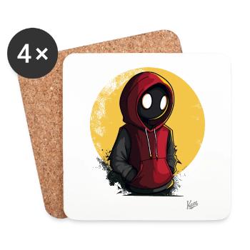 Mysteriöse Comic Figur im roten Hoodie - Untersetzer (4er-Set) - Weiß - Vorne