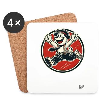 Fröhlicher Retro-Hunde-Junge - Untersetzer (4er-Set) - Weiß - Vorne