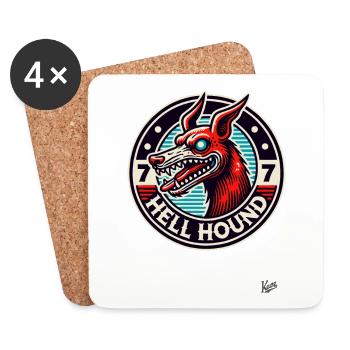 The dog from hell, a hellhound - Coasters (set of 4) - white - Front