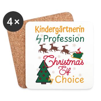 Kindergärtnerin Weihnachten Xmas Elf Kindergarten - Untersetzer (4er-Set) - Weiß - Vorne