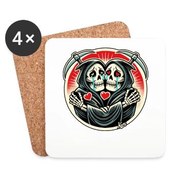 Des jumeaux Faucheurs pleurent et s’étreignent - Dessous de verre (lot de 4) - blanc - Devant