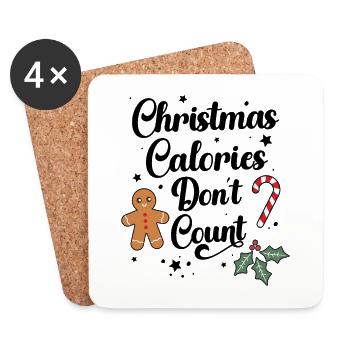Les calories de Noël ne comptent pas - Dessous de verre (lot de 4) - blanc - Devant