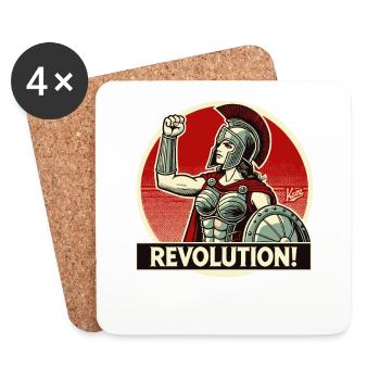 Un guerrier spartiate lève le poing pour la révolution - Dessous de verre (lot de 4) - blanc - Devant