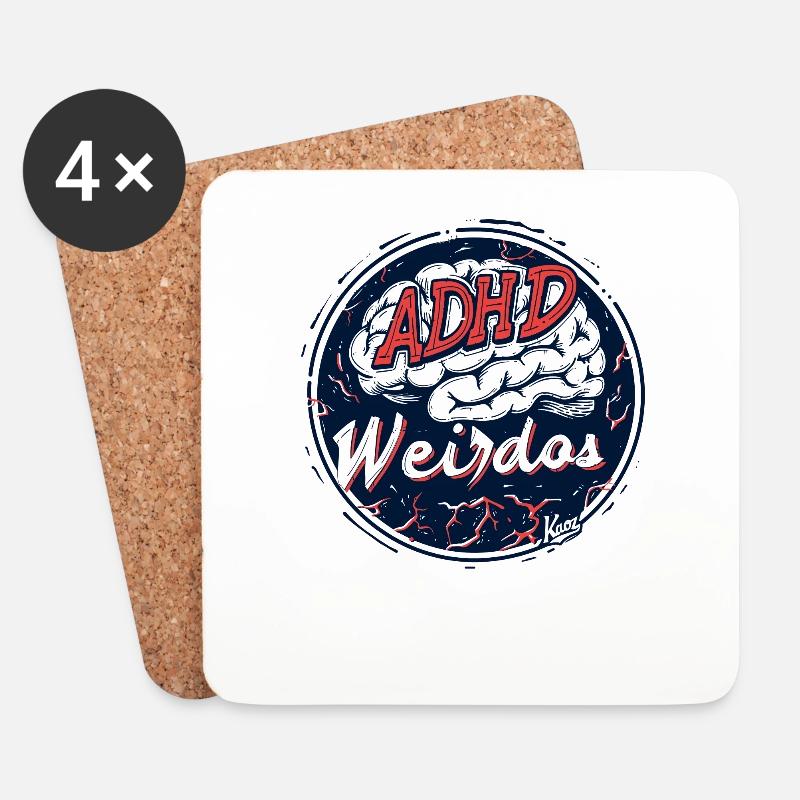 ADHS Gehirn Freaks - Untersetzer (4er-Set) - Weiß