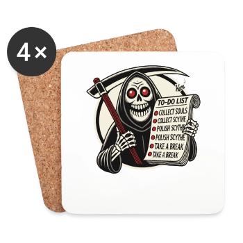 Grim Reaper To-Do: Collecting Souls Take a Break - Coasters (set of 4) - white - Front