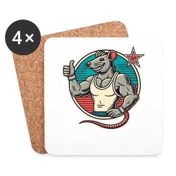 Fit Gym Rat Thumbs Up - Coasters (set of 4) - white - Front