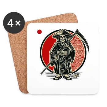 Grim Reaper as a rice farmer - Coasters (set of 4) - white - Front