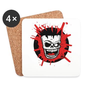 Masque de crâne du chaos Freak - Dessous de verre (lot de 4) - blanc - Devant