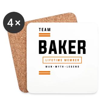 Team Baker Lifetime Member Funny Name Baker - Coasters (set of 4) - white - Front