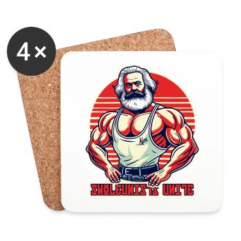 Les swoleunistes s’unissent, les bodybuilders de gym Marx - Dessous de verre (lot de 4) - blanc - Devant