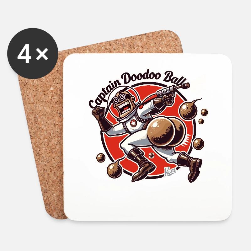 Captain Doodoo Balls – Der verrückte Sci-Fi-Held - Untersetzer (4er-Set) - Weiß