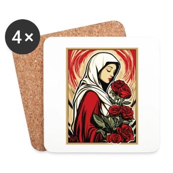 The beautiful maid with roses - Coasters (set of 4) - white - Front