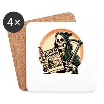 Grim Reaper Reads Death Worker Magazine - Coasters (set of 4) - white - Front