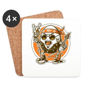 De la musique rock, de la guitare et un œuf de groupe de rock - Dessous de verre (lot de 4) - blanc - Devant
