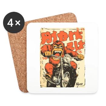 Verrückter Orang-Utan – Motorrad-Biker - Untersetzer (4er-Set) - Weiß - Vorne