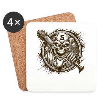 Baseball Totenkopf Schädel - Untersetzer (4er-Set) - Weiß - Vorne