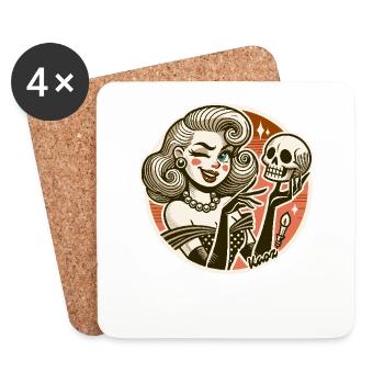 Woman with skull skull - Coasters (set of 4) - white - Front