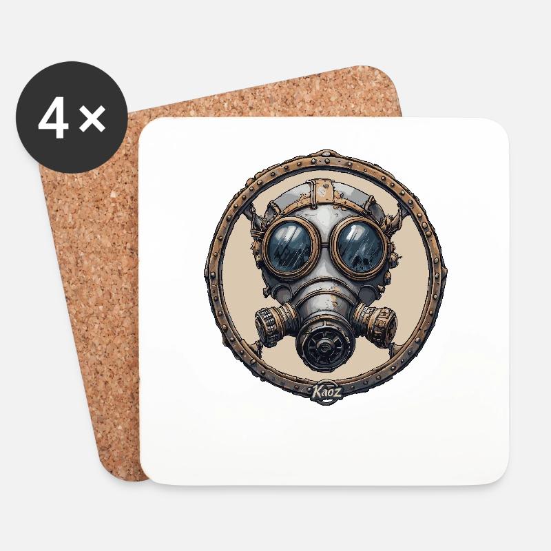 Steampunk-Maske - Untersetzer (4er-Set) - Weiß