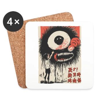Street-Art-Junge mit Monsterauge - Untersetzer (4er-Set) - Weiß - Vorne