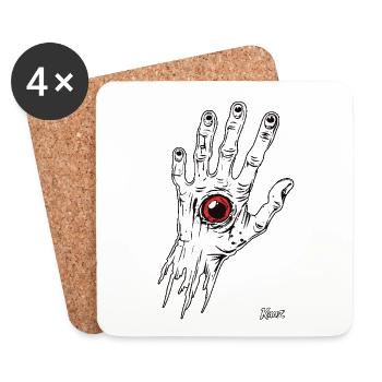 Main de zombie blanc avec œil - Dessous de verre (lot de 4) - blanc - Devant