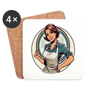 Modern Tradwife Housewives Vibes - Coasters (set of 4) - white - Front