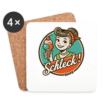 Lécher! Femme rétro avec glace - Dessous de verre (lot de 4) - blanc - Devant