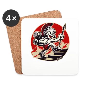 Cheerful Roman soldier hiking - Coasters (set of 4) - white - Front