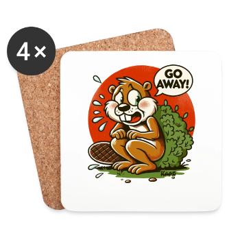 Eichhörnchen macht Pause hinter Busch, Geh weg! - Untersetzer (4er-Set) - Weiß - Vorne