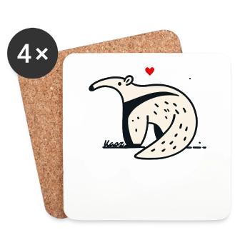 Funny anteater with heart - Coasters (set of 4) - white - Front