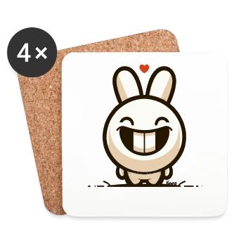 Lustiger Hase mit großem Lächeln - Untersetzer (4er-Set) - Weiß - Vorne