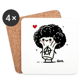 funny vegetable anarcho broccoli punk - Coasters (set of 4) - white - Front