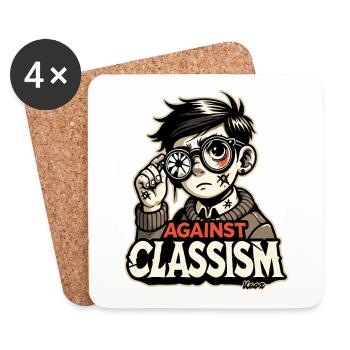 Pauvre garçon aux lunettes cassées : contre le classisme - Dessous de verre (lot de 4) - blanc - Devant