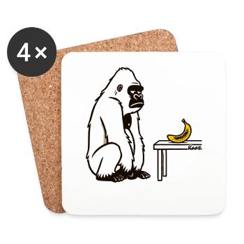 Bananas or not? Gorilla with banana - Coasters (set of 4) - white - Front
