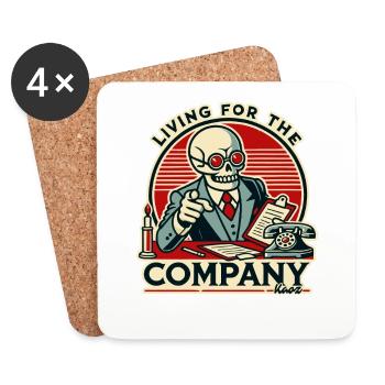 La vie de bureau de l’entreprise, le travail jusqu’à la mort - Dessous de verre (lot de 4) - blanc - Devant