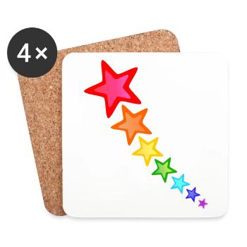 bunte Sterne in Regenbogen Farben - Untersetzer (4er-Set) - Weiß - Vorne