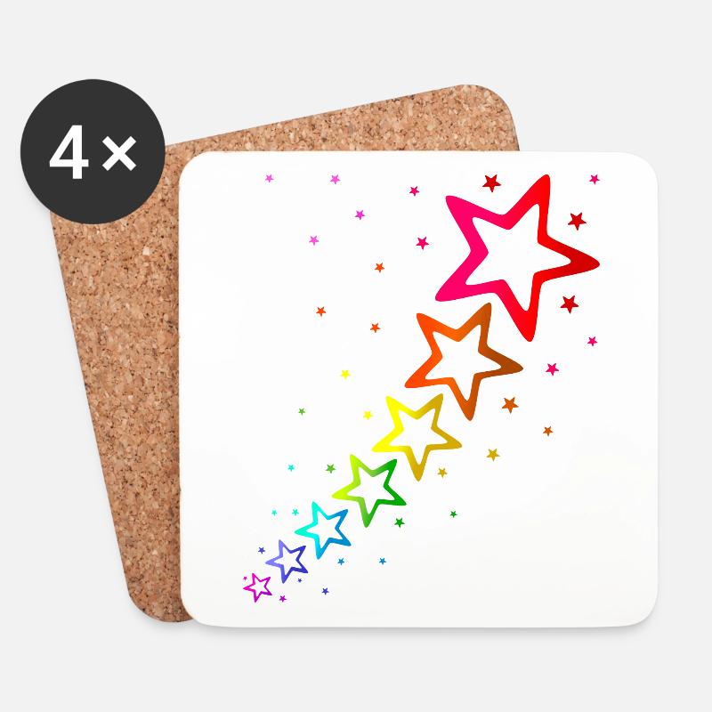 bunte Sterne Regenbogenfarben - Untersetzer (4er-Set) - Weiß