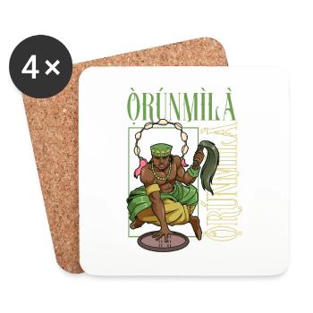 Yoruba God - Orunmila - Coasters (set of 4) - white - Front