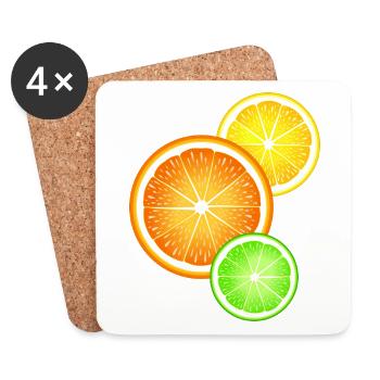 Zitrusfrüchte Orange Zitrone Limette - Untersetzer (4er-Set) - Weiß - Vorne